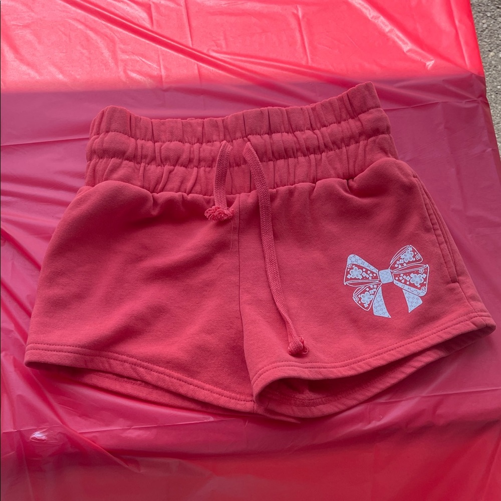 High Waist Pink Bow Women's Shorts